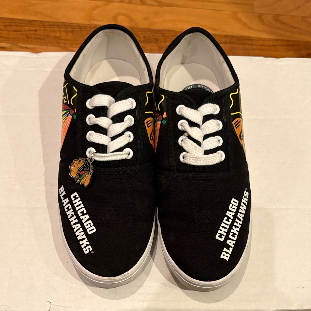 NHL Black and White Chicago Blackhawks Sneakers